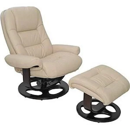 Jacque Pedestal Recliner With Ottoman - Ivory
